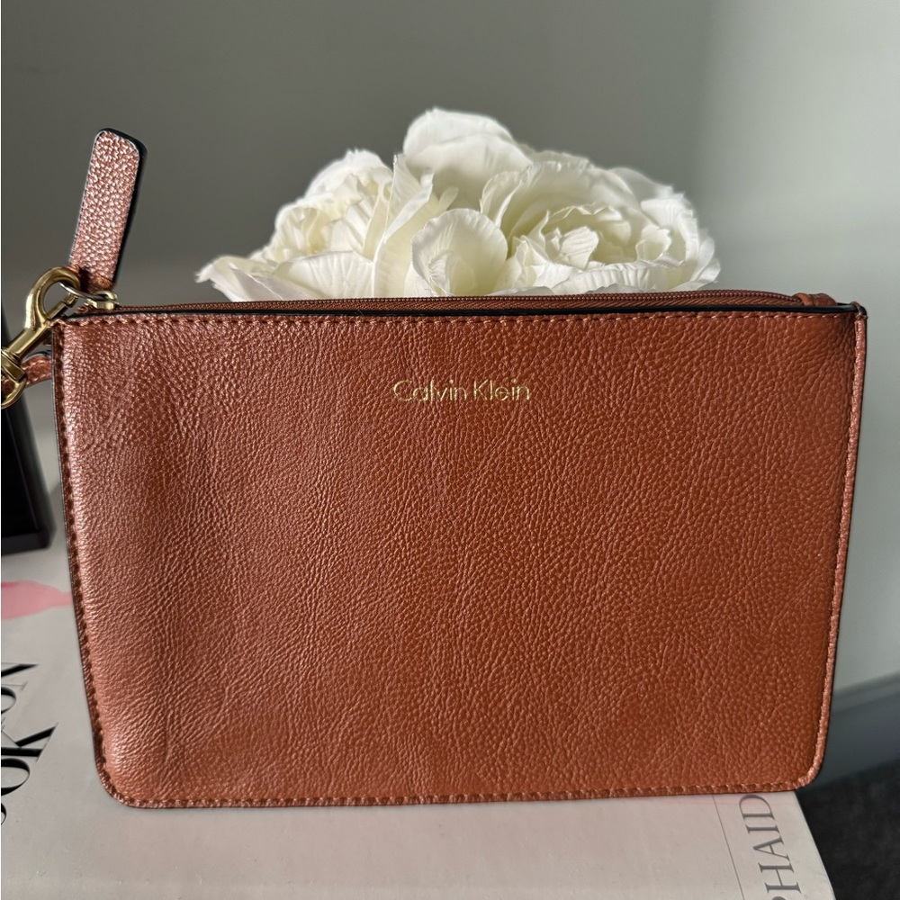 Calvin Klein Pebbled Leather Wristlet Clutch